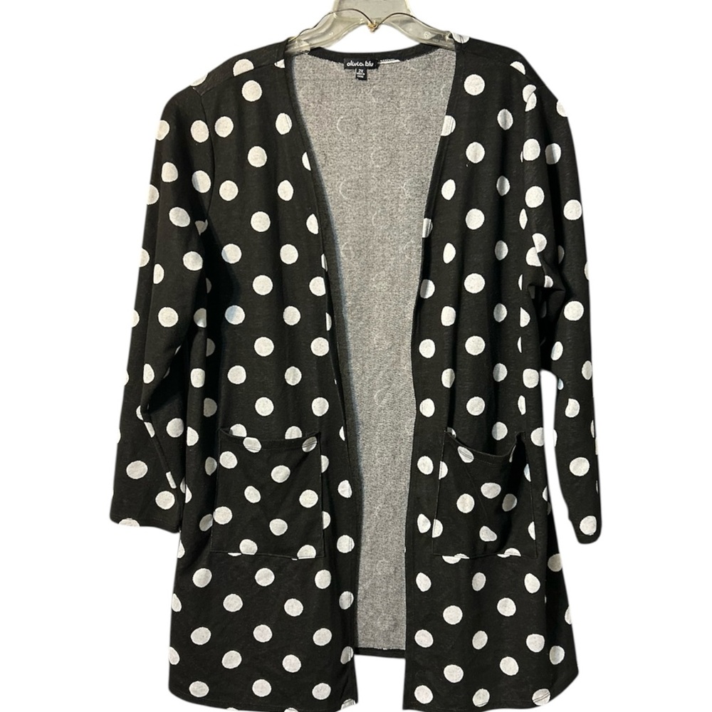 Stylish Black and White Polka Dot Cardigan